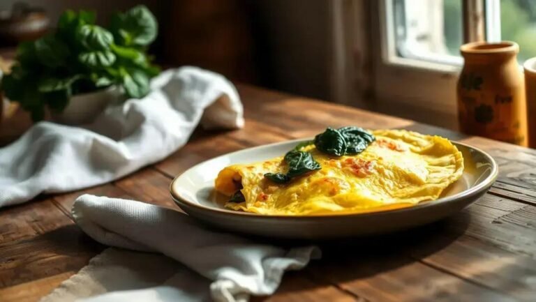 omelete de claras com espinafre