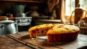 Bolo de fubá com goiabada