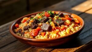 Carne com arroz