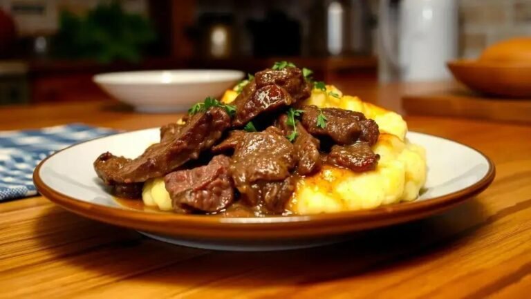 carne com creme de batata