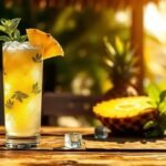 Drink de abacaxi com hortelã