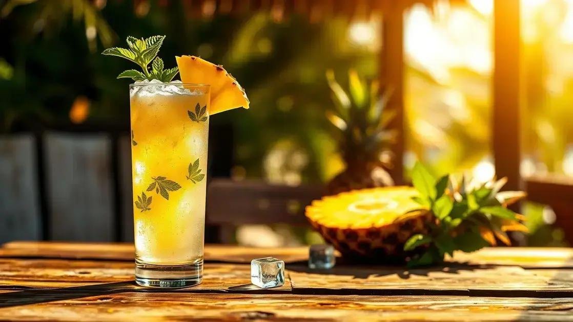 Drink de abacaxi com hortelã