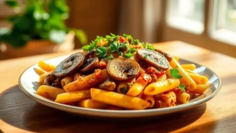 Receita de massa com cogumelos