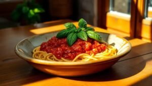 massa com molho de tomate