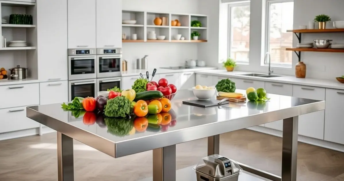 Mesa de inox para cozinha