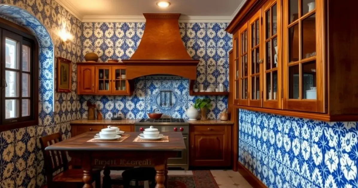Papel de parede para cozinha azulejo