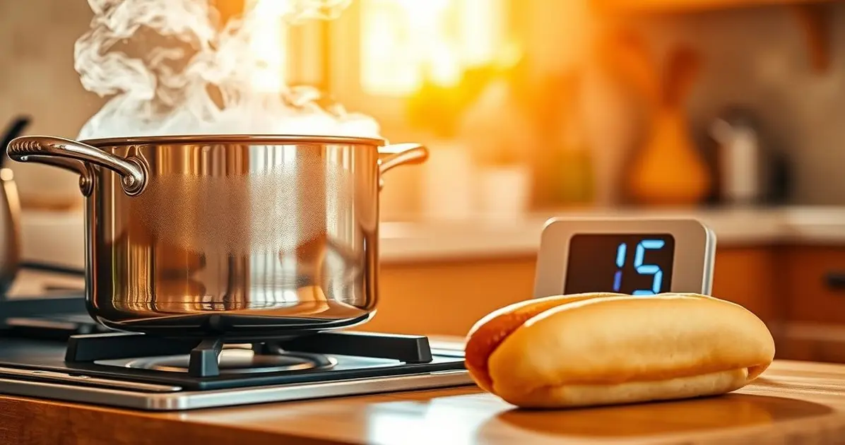Quanto tempo para cozinhar salsicha para cachorro quente