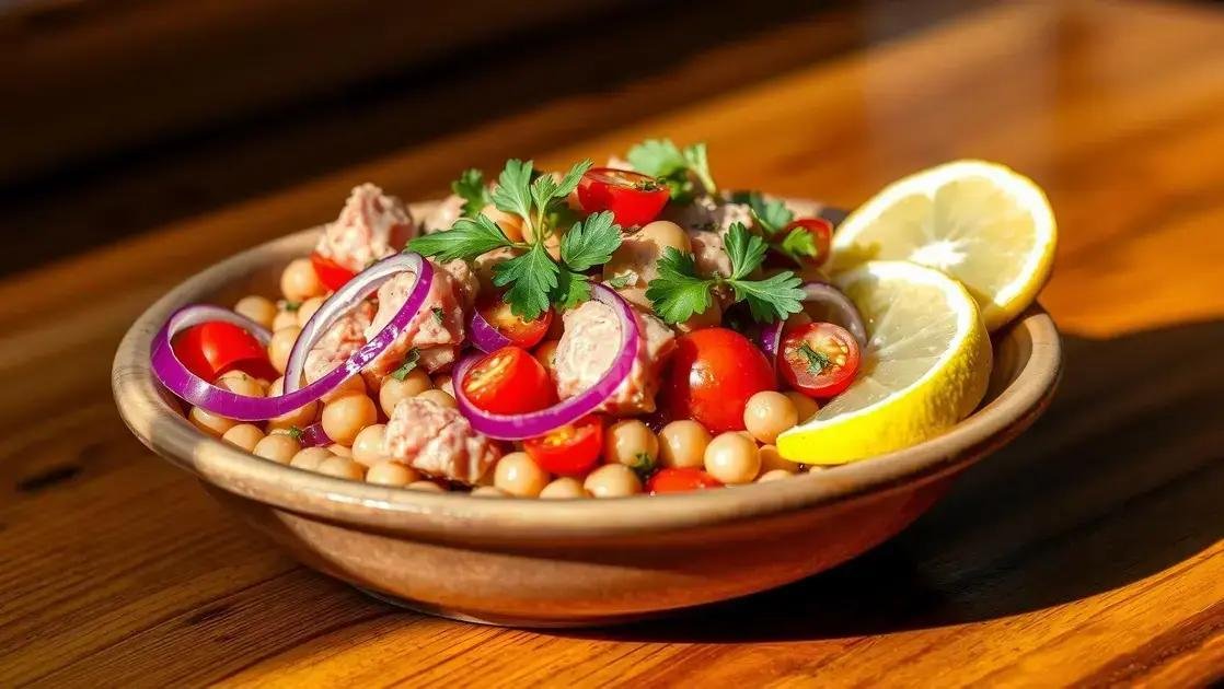 Salada de grão-de-bico com atum