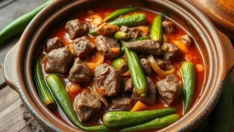 Receita de carne com quiabo