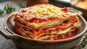 Lasanha com massa de pastel