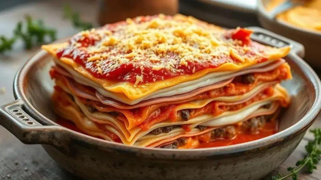 Lasanha com massa de pastel