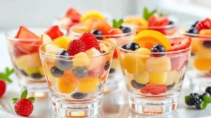 Sobremesa de frutas com gelatina