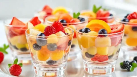 Sobremesa de frutas com gelatina