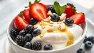 Sobremesa de frutas vermelhas