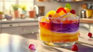 Sobremesa de gelatina colorida