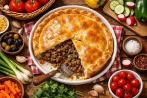 torta salgada de carne moída