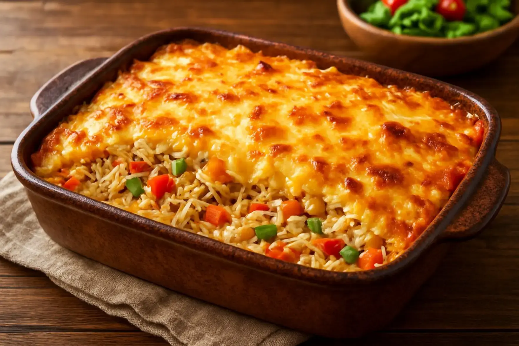 Arroz de forno com frango desfiado