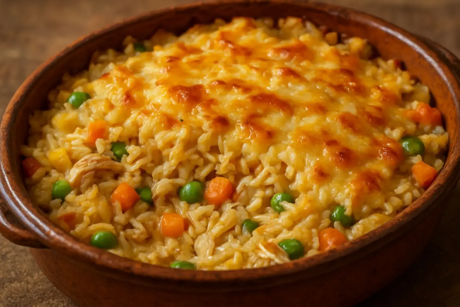 Arroz de forno com sobras de frango Arroz de forno com sobras de frango