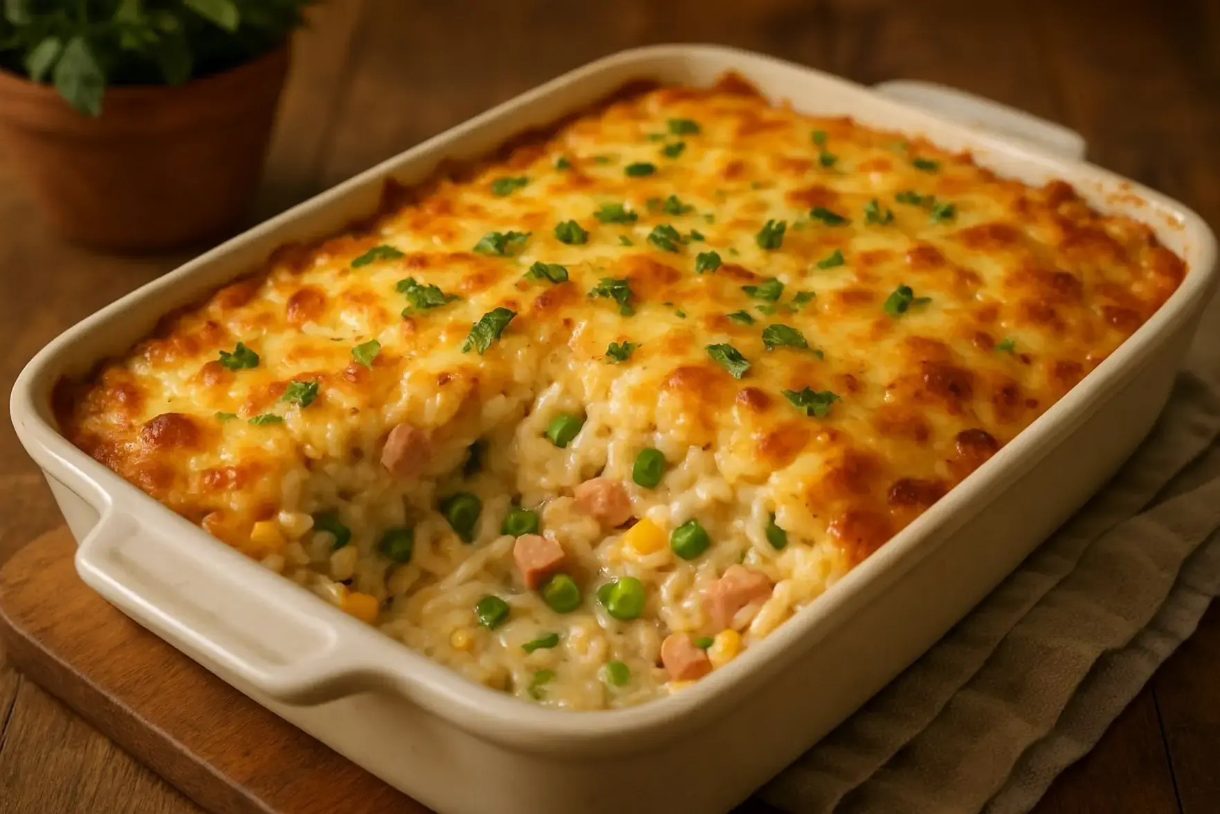Arroz de forno cremoso com queijo Arroz de forno cremoso com queijo