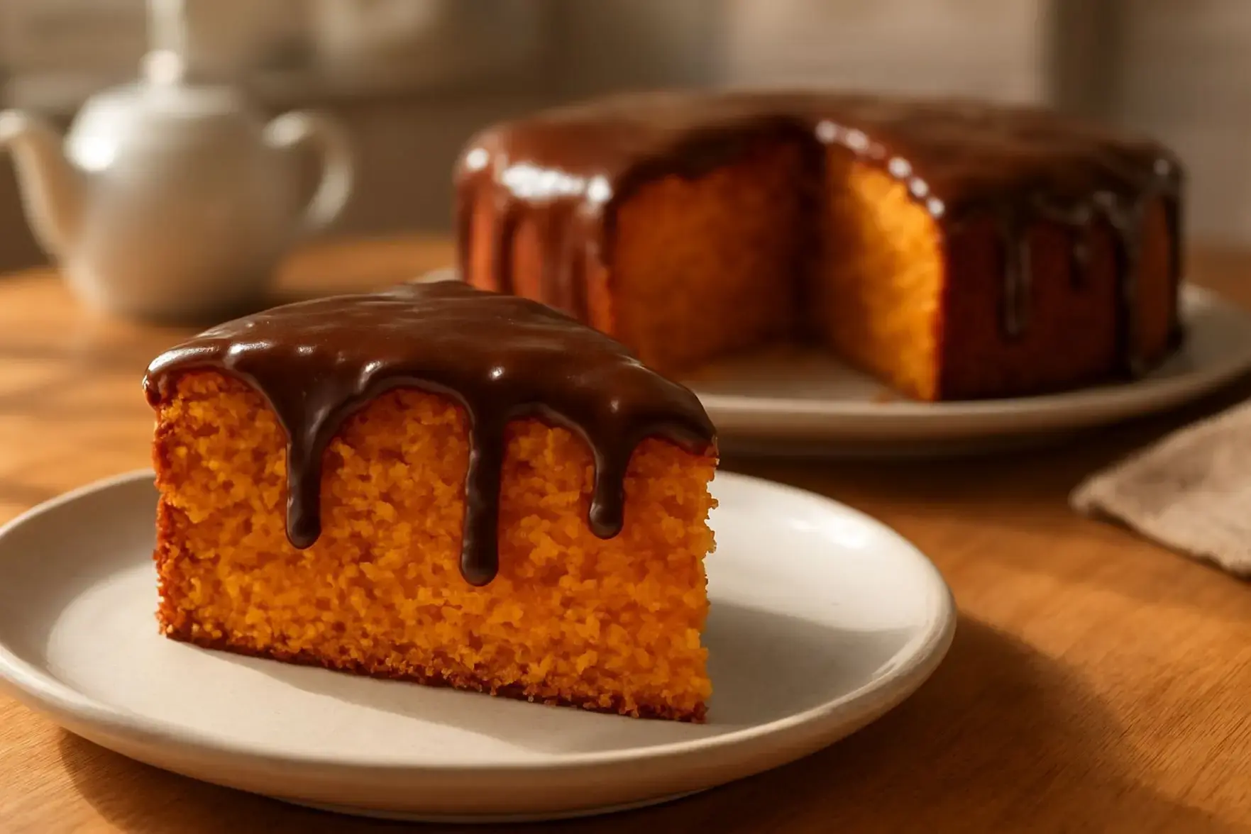 Bolo de cenoura com cobertura de chocolate Bolo de cenoura com cobertura de chocolate
