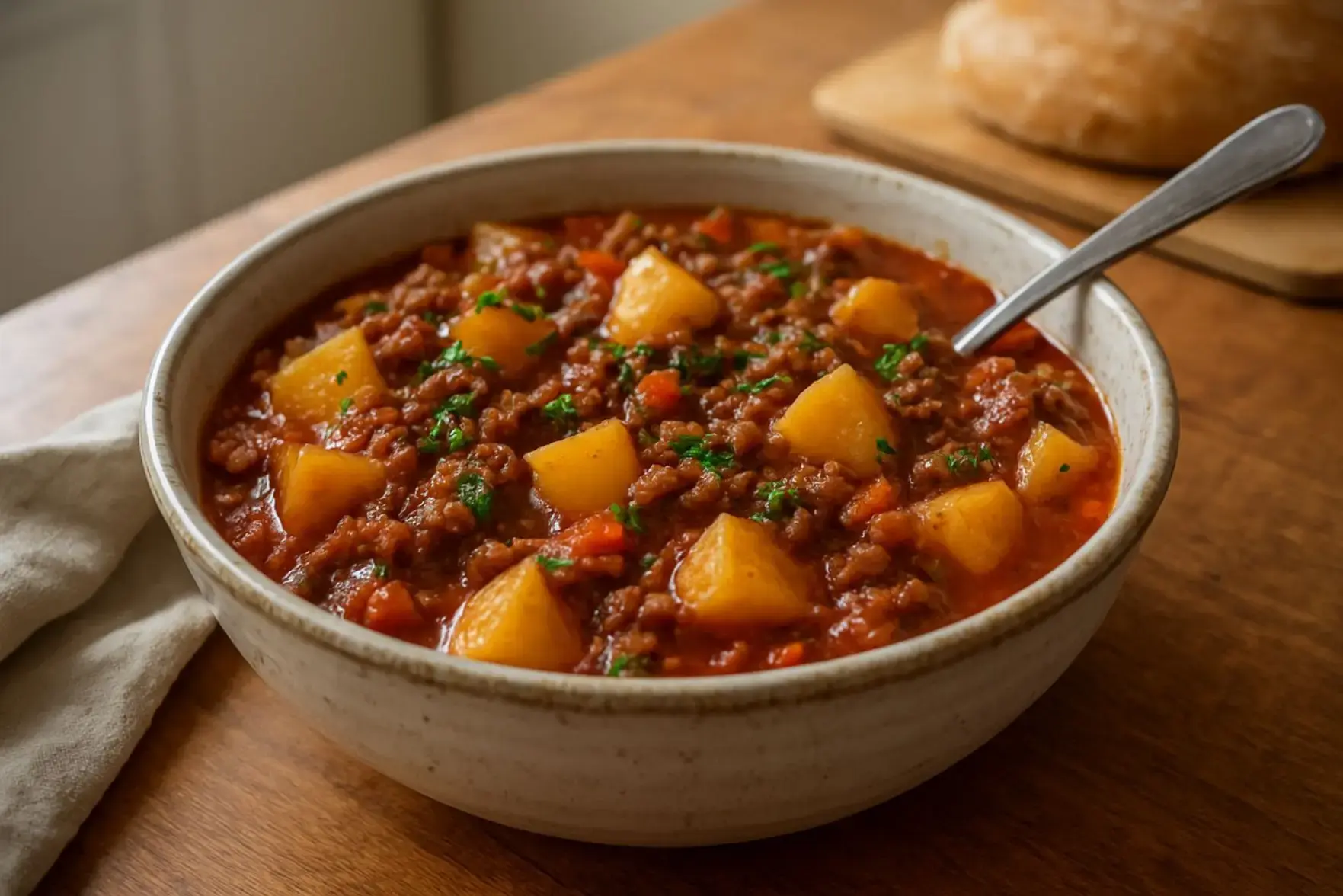 Receita de carne moída com batata de uma panela só Receita de carne moída com batata de uma panela só