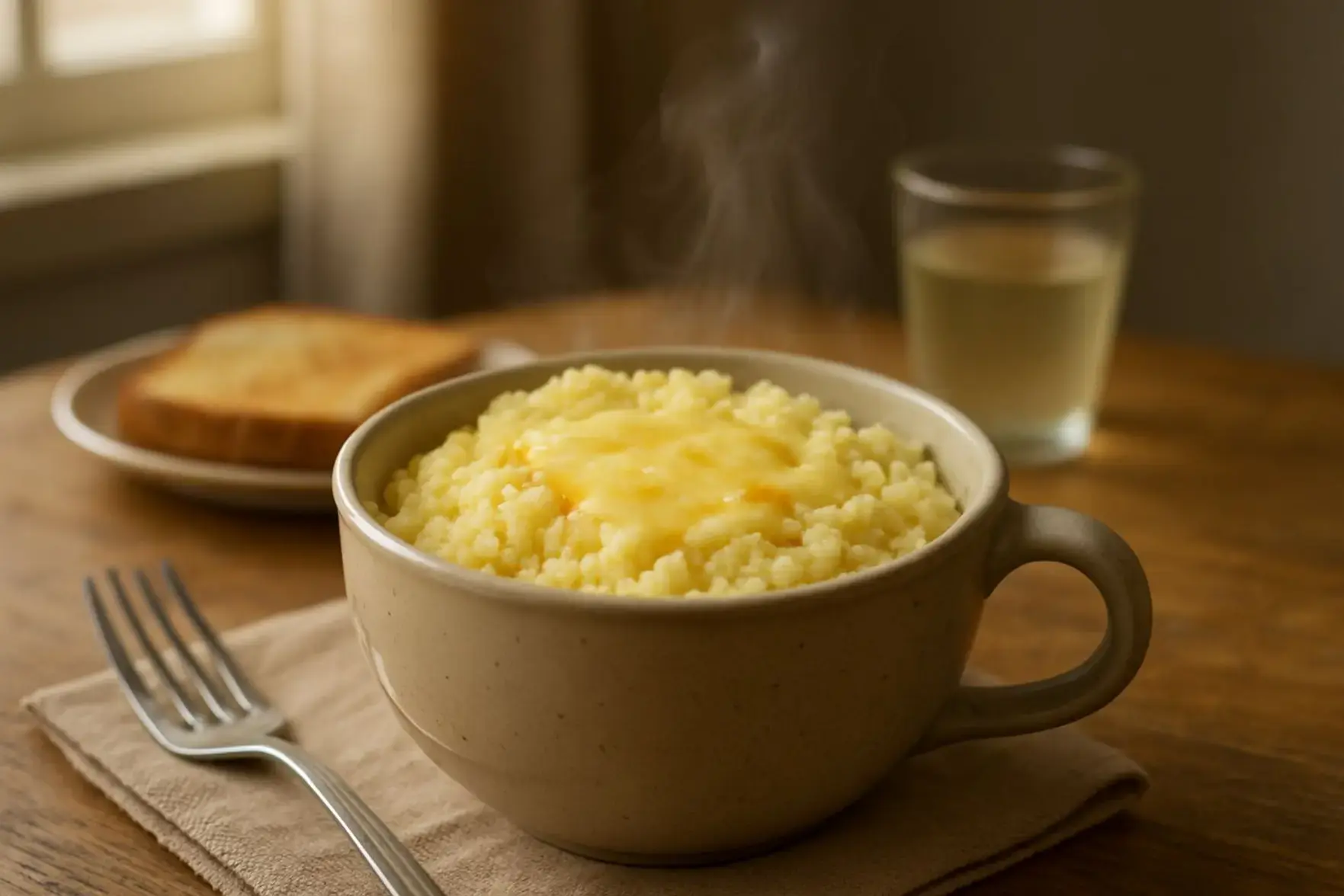 Cuscuz de micro-ondas com queijo