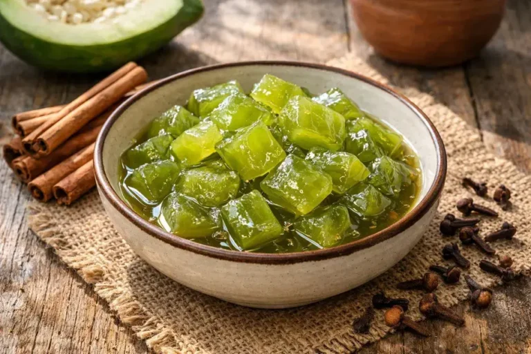 Doce de mamão verde em pedaços