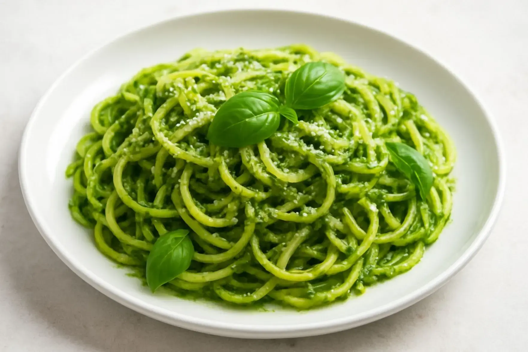 Espaguete de abobrinha ao molho pesto