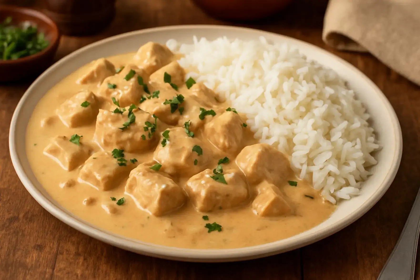 Estrogonofe simples de frango