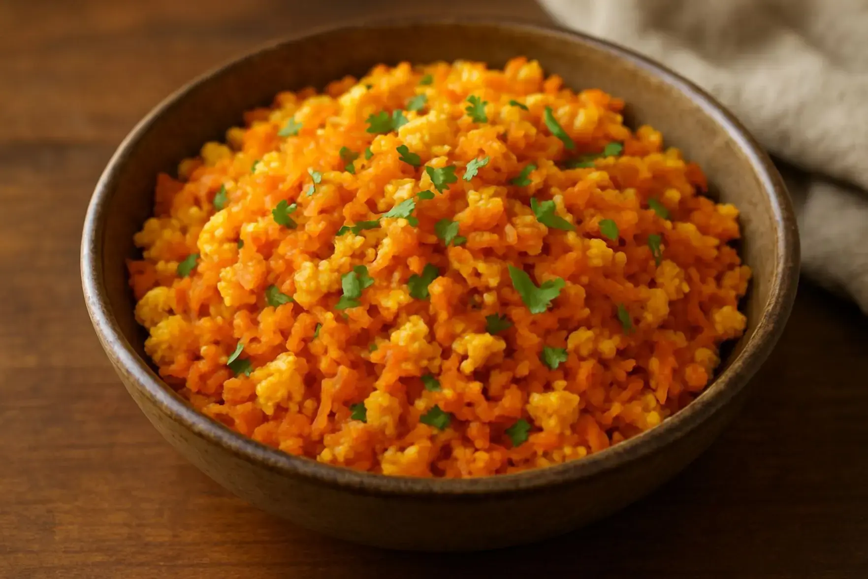 Farofa de cenoura com ovos