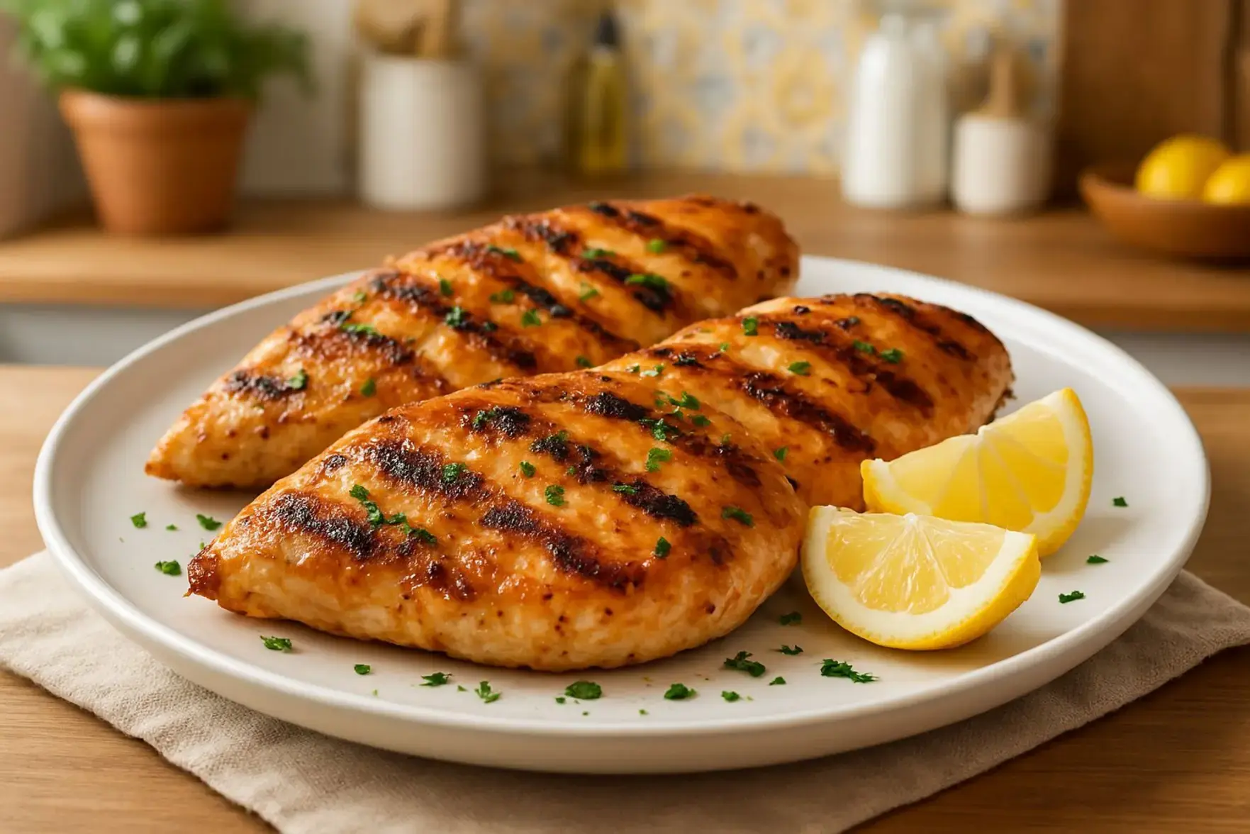 Filé de frango grelhado suculento