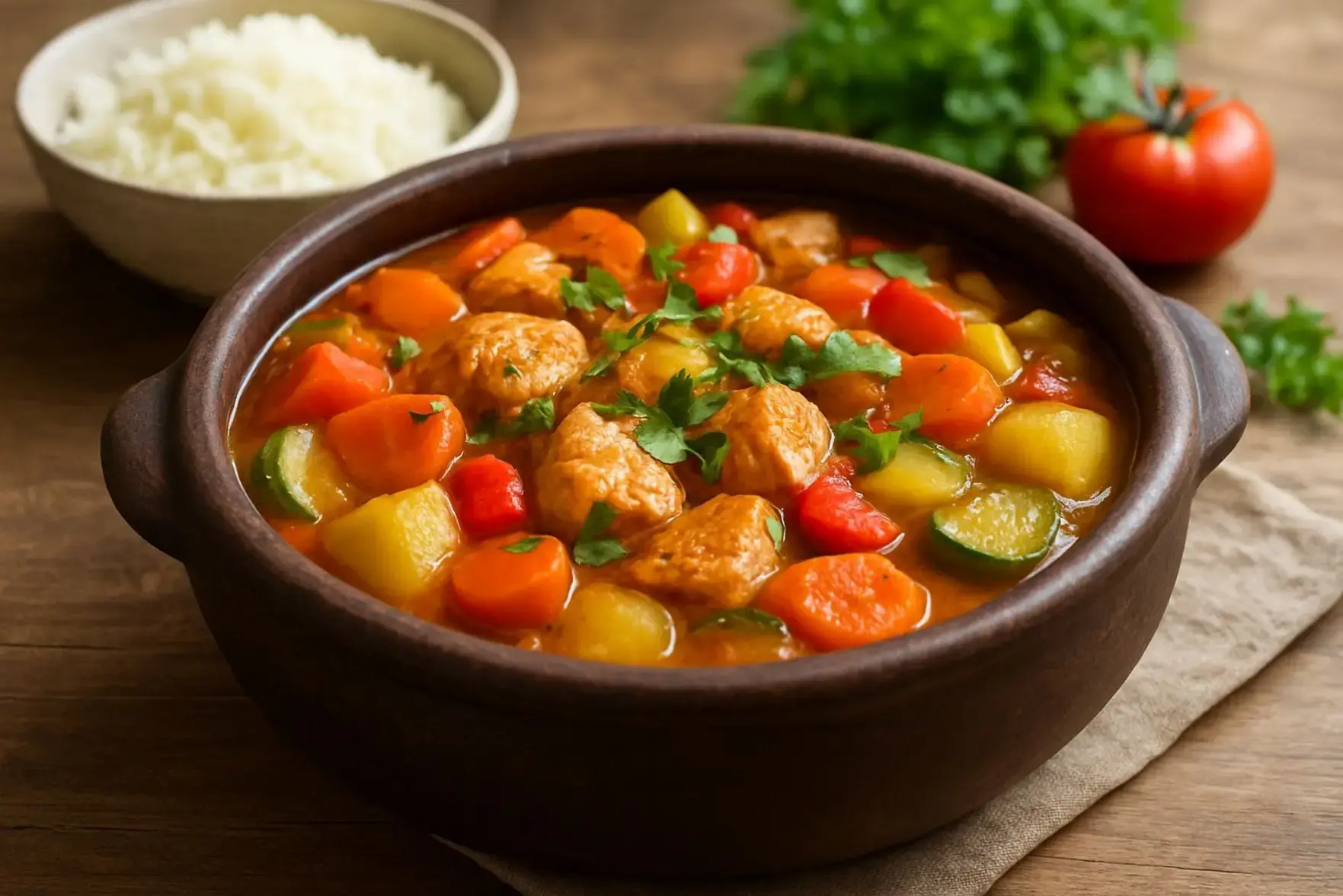 Frango ensopado com legumes