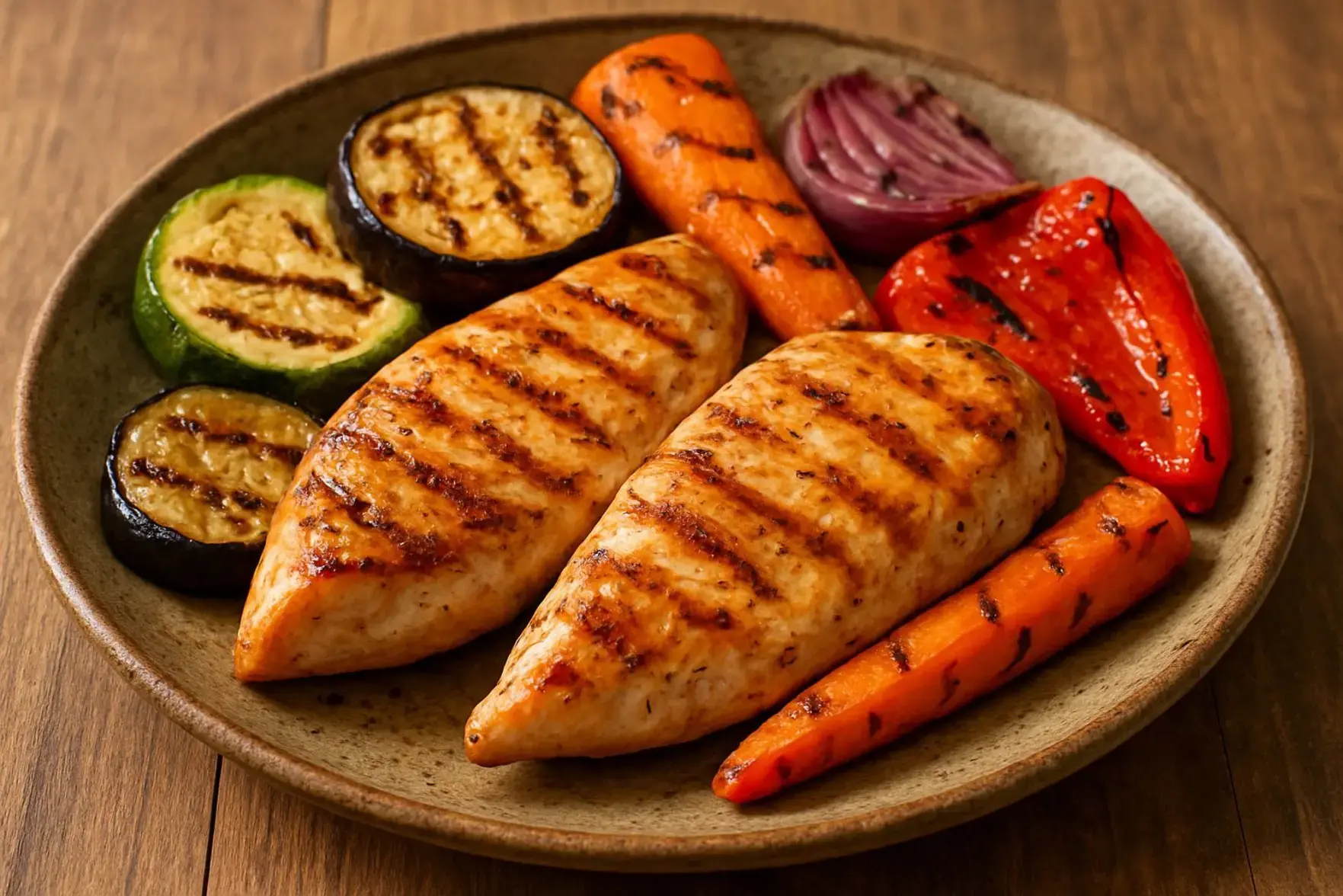 Frango grelhado com legumes