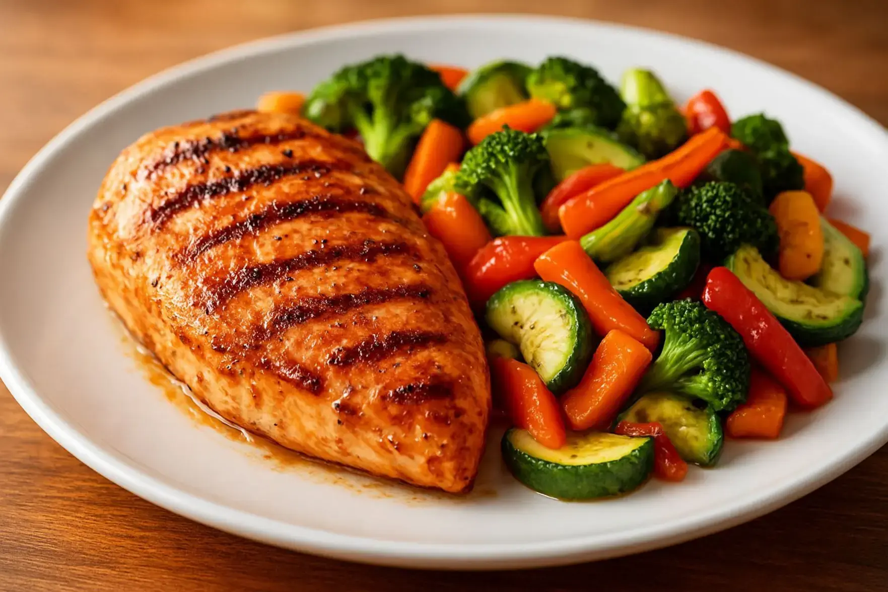 Frango grelhado com legumes rápidos