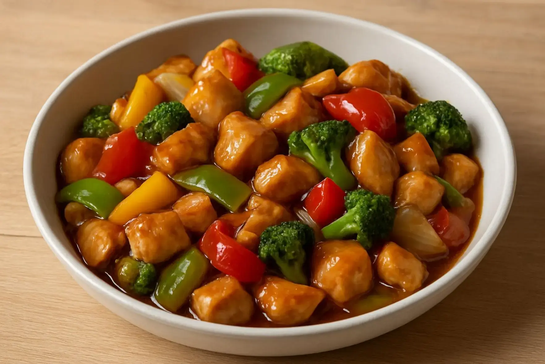 Frango xadrez prático no micro-ondas