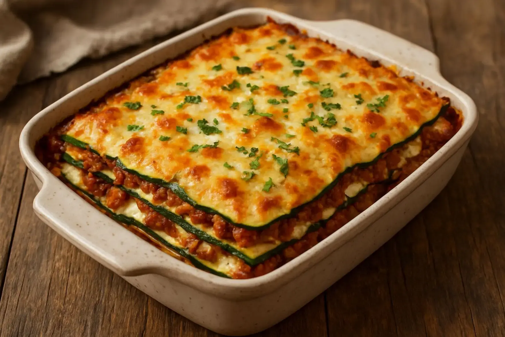 Lasanha de abobrinha low carb Lasanha de abobrinha low carb