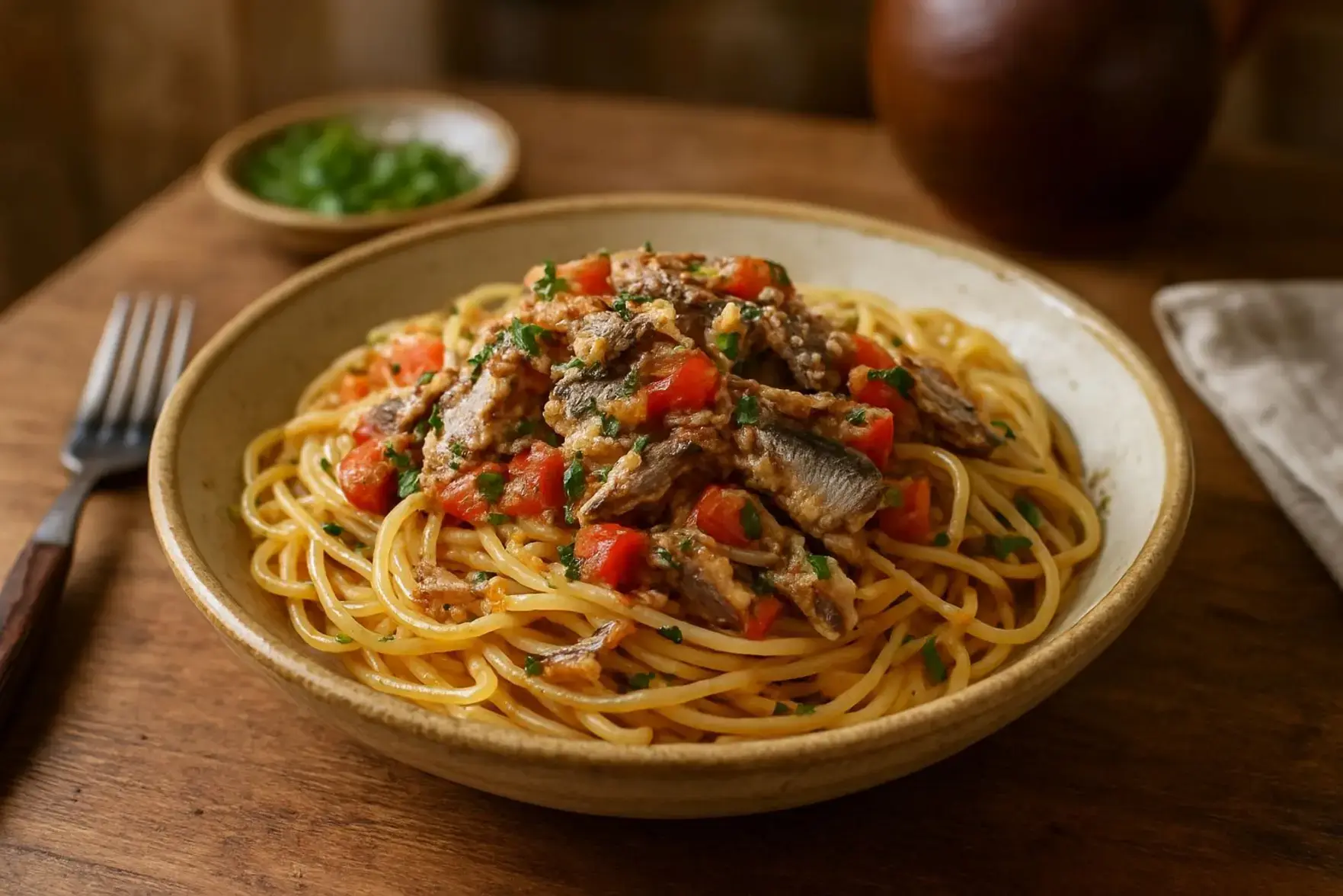 Receita de macarrão com sardinha simples