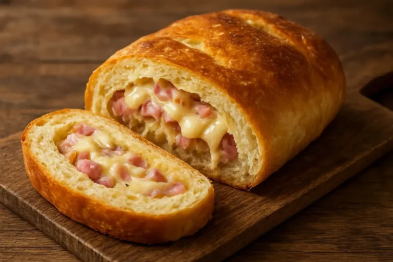 pão recheado com presunto e queijo