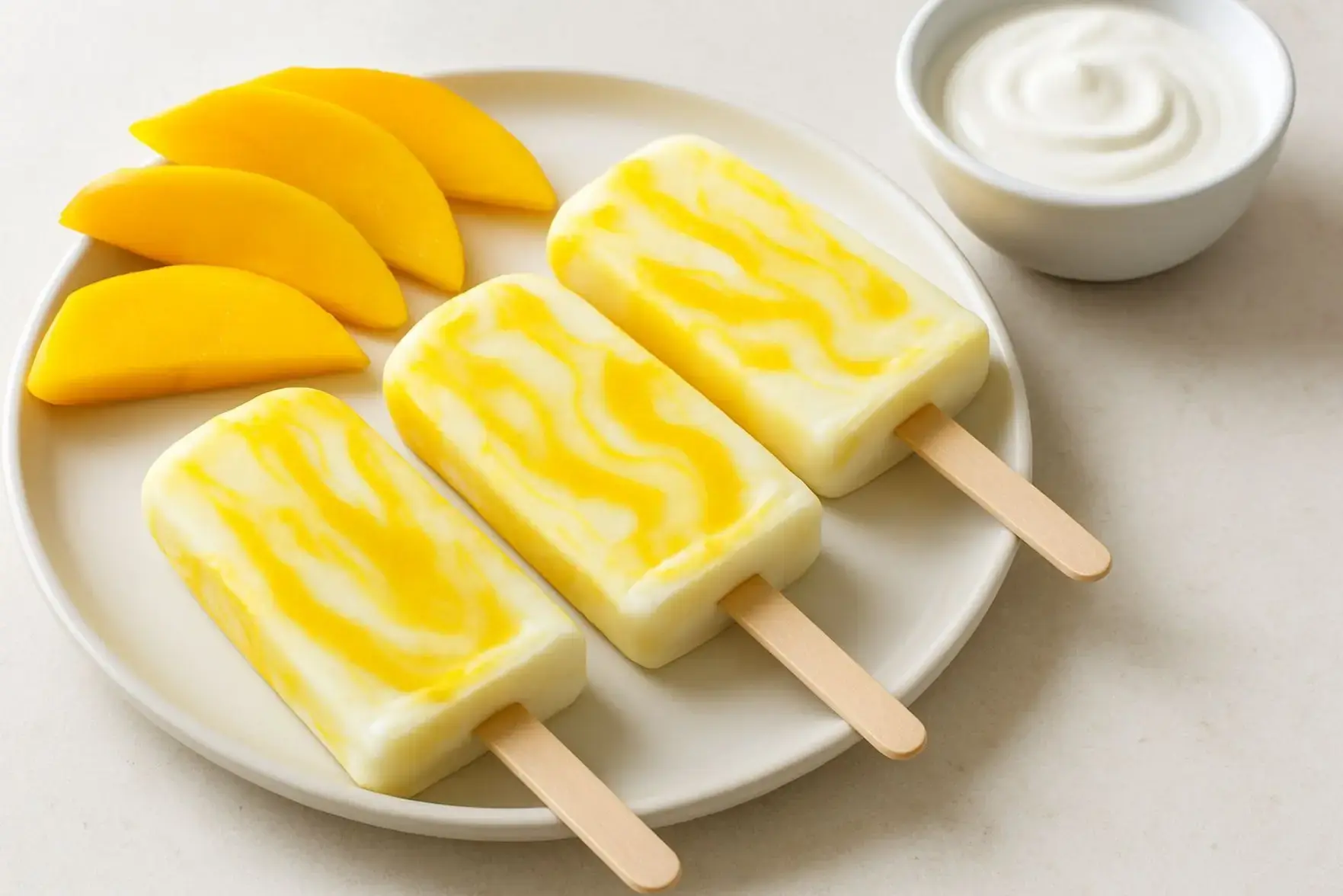 Picolé natural de manga com iogurte