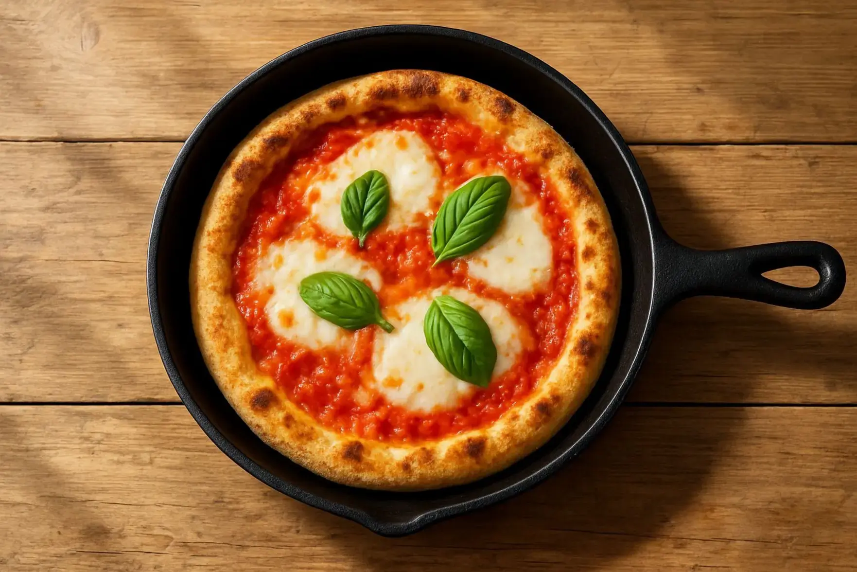 Pizza de frigideira com 3 ingredientes