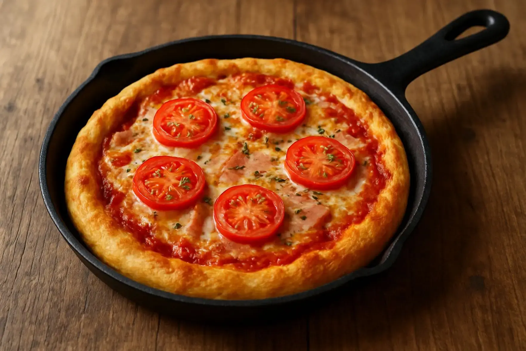 Pizza de frigideira com massa de iogurte