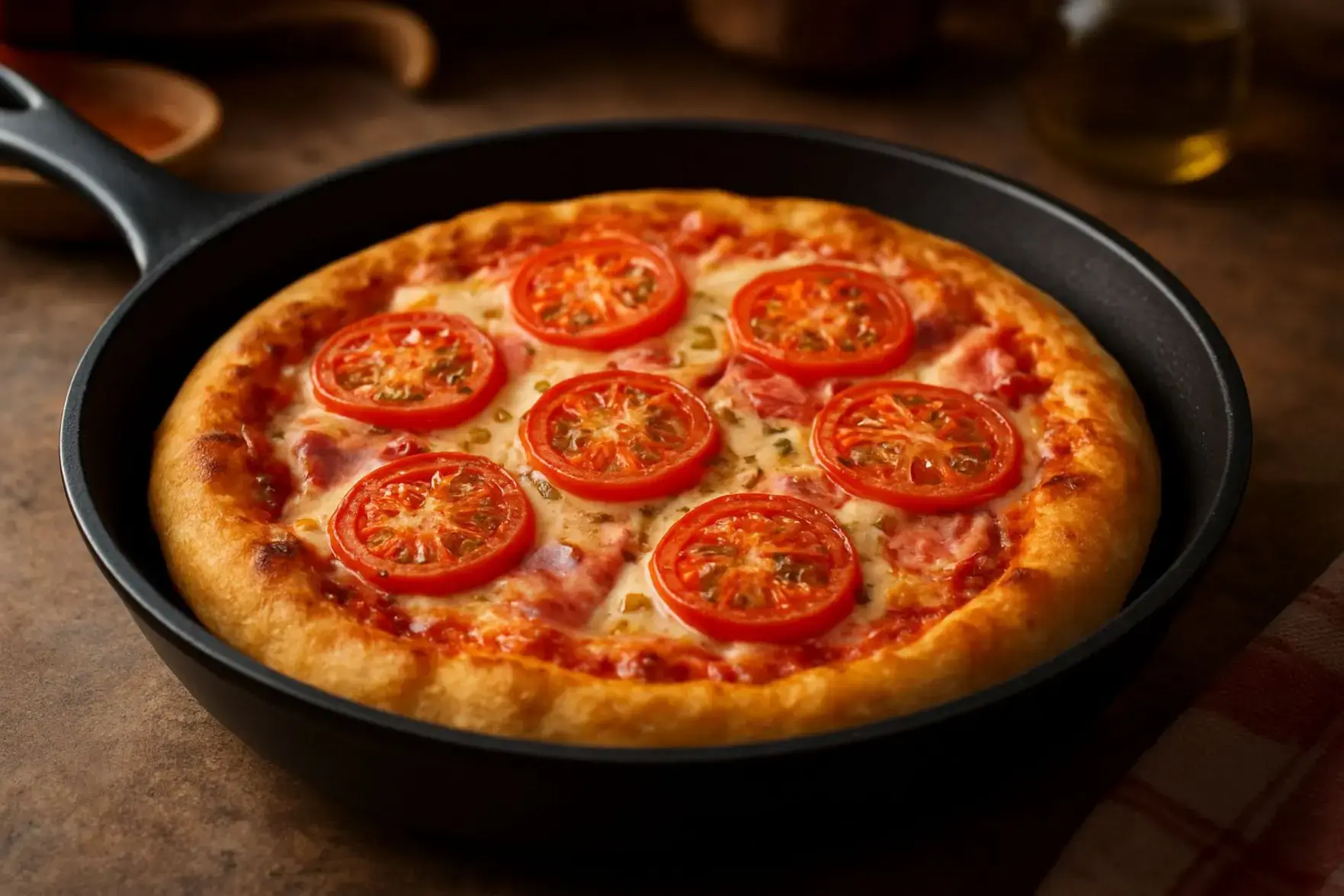 Pizza de frigideira rápida Pizza de frigideira rápida