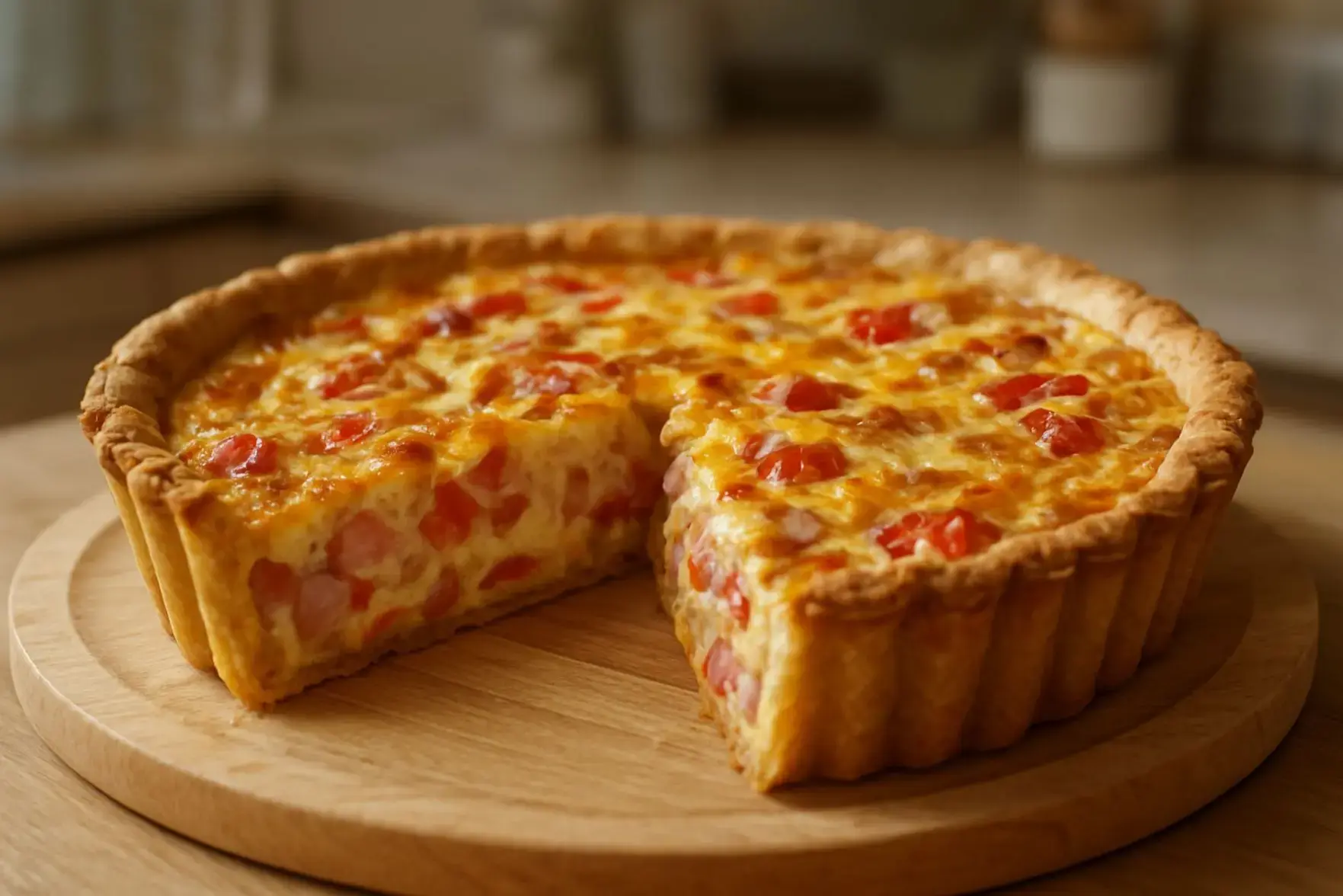 Quiche de liquidificador de presunto e queijo Quiche de liquidificador de presunto e queijo