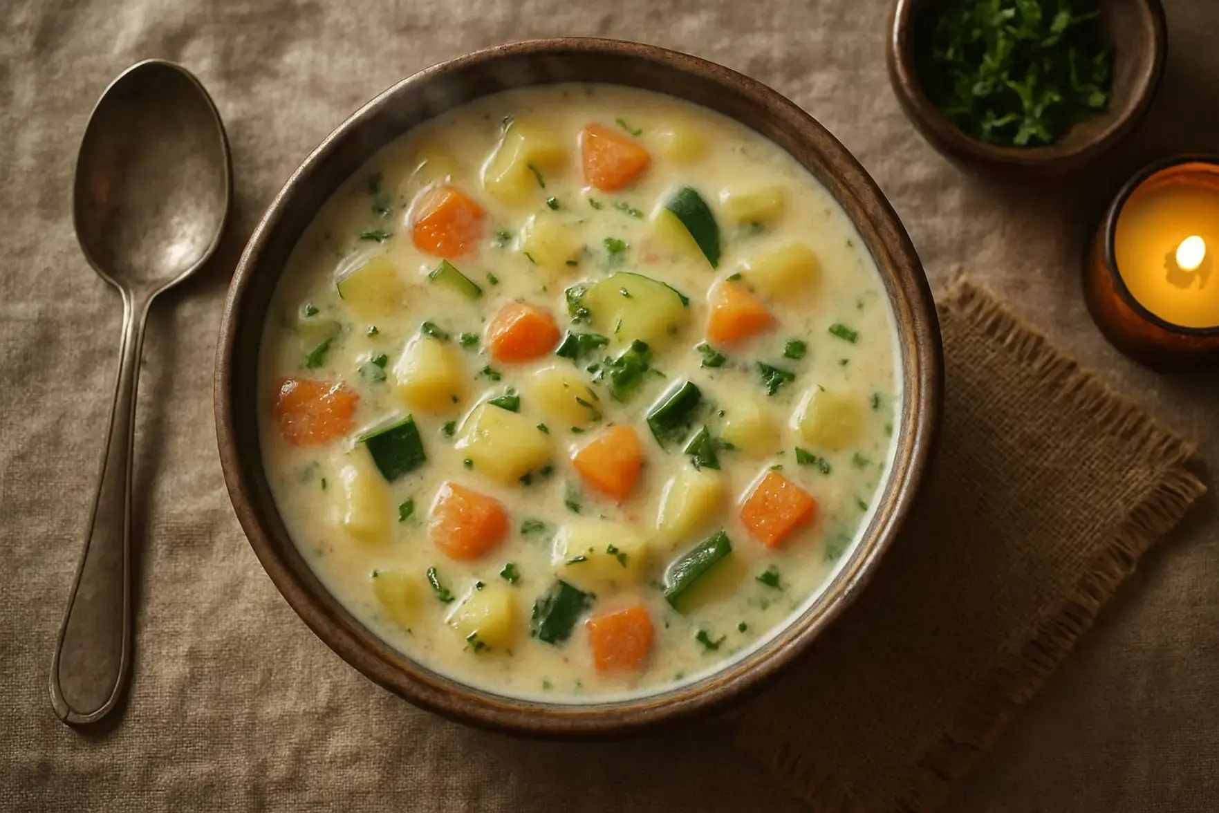 Receita de sopa de legumes cremosa e rápida