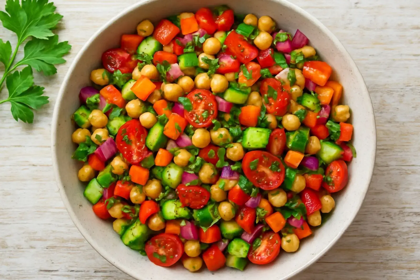 Salada de grão-de-bico com legumes