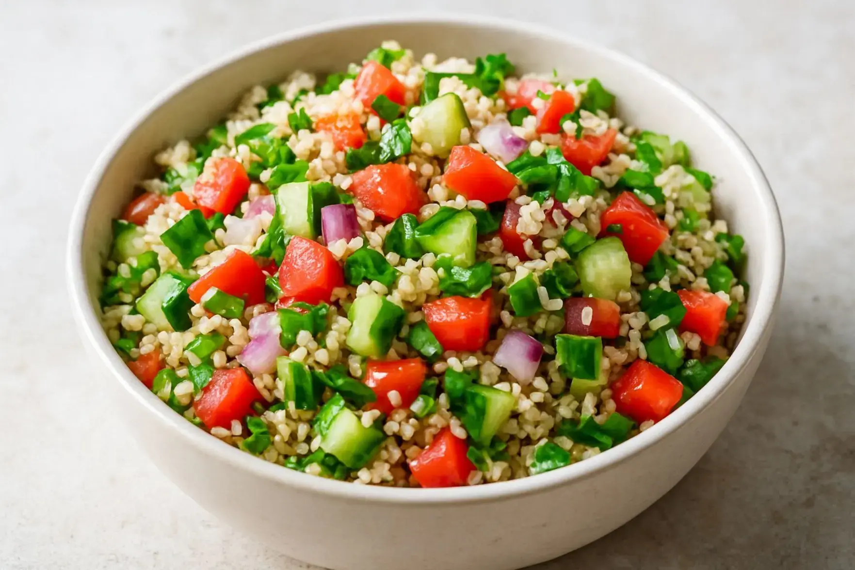 Salada de quinoa com tomate e pepino