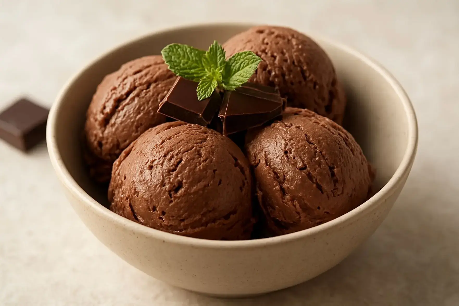 Sorvete caseiro cremoso de chocolate