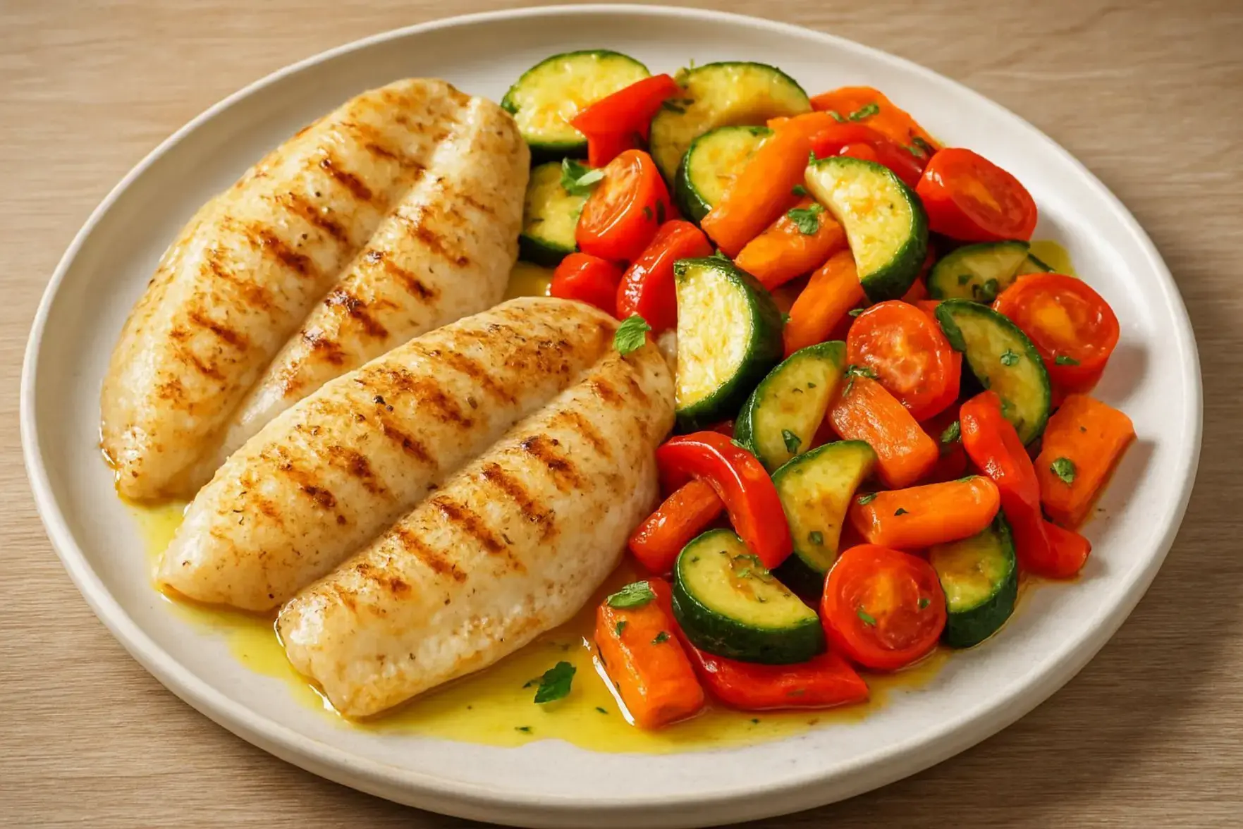 Tilápia grelhada com legumes