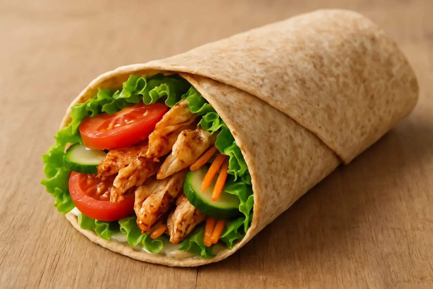Wrap de frango com salada