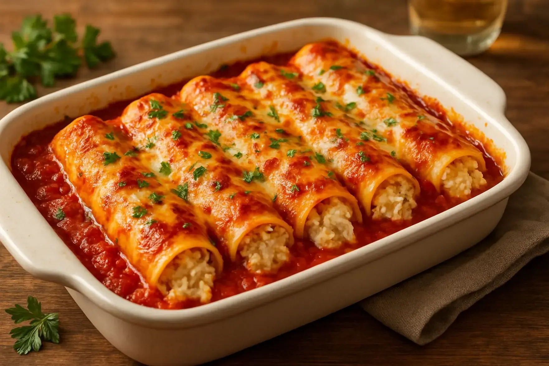 Canelone de frango com requeijão Canelone de frango com requeijão